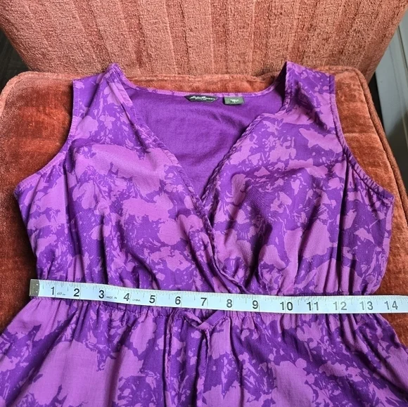 Eddie Bauer Purple Floral Cotton V-Neck Sleeveless Dress Sz. 6 - Picture 9 of 13
